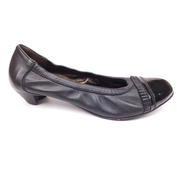 Attilio Giusti Leombruni Shoes - AGL Attilio Giusti Leombruni Black Ballet Cap Toe Heels Ruffle Sz 36 US 6